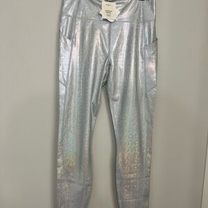 NWT Fabletics Holographic Silver Leggings